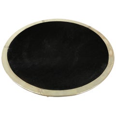 Large Cowhide and Silvered Metal Tray