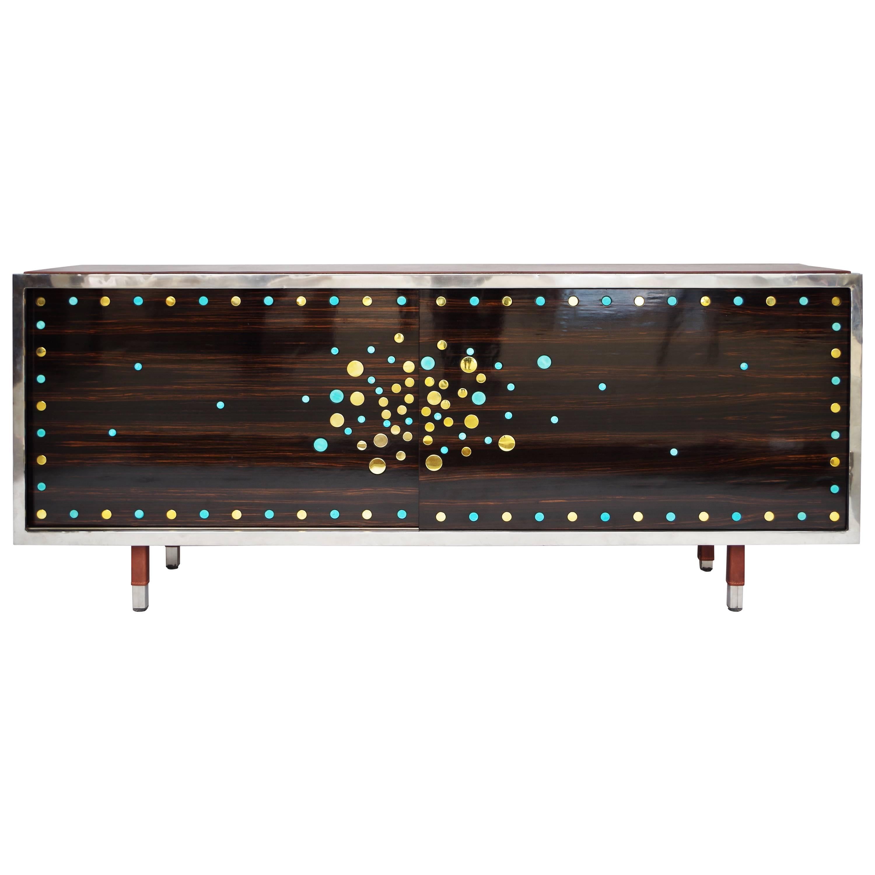 Sideboard in Macassar Ebony, Pietra Dura and Gilt Brass Inlay