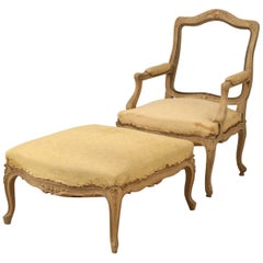 French Used Duchesse Brisée or Lounge Chair and Ottoman Original Unrestored