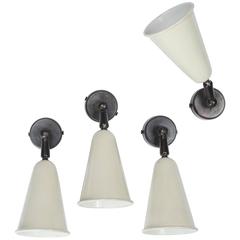 Set of Four Italian 1950s Cream Lacquered Brass Wall Lights 12