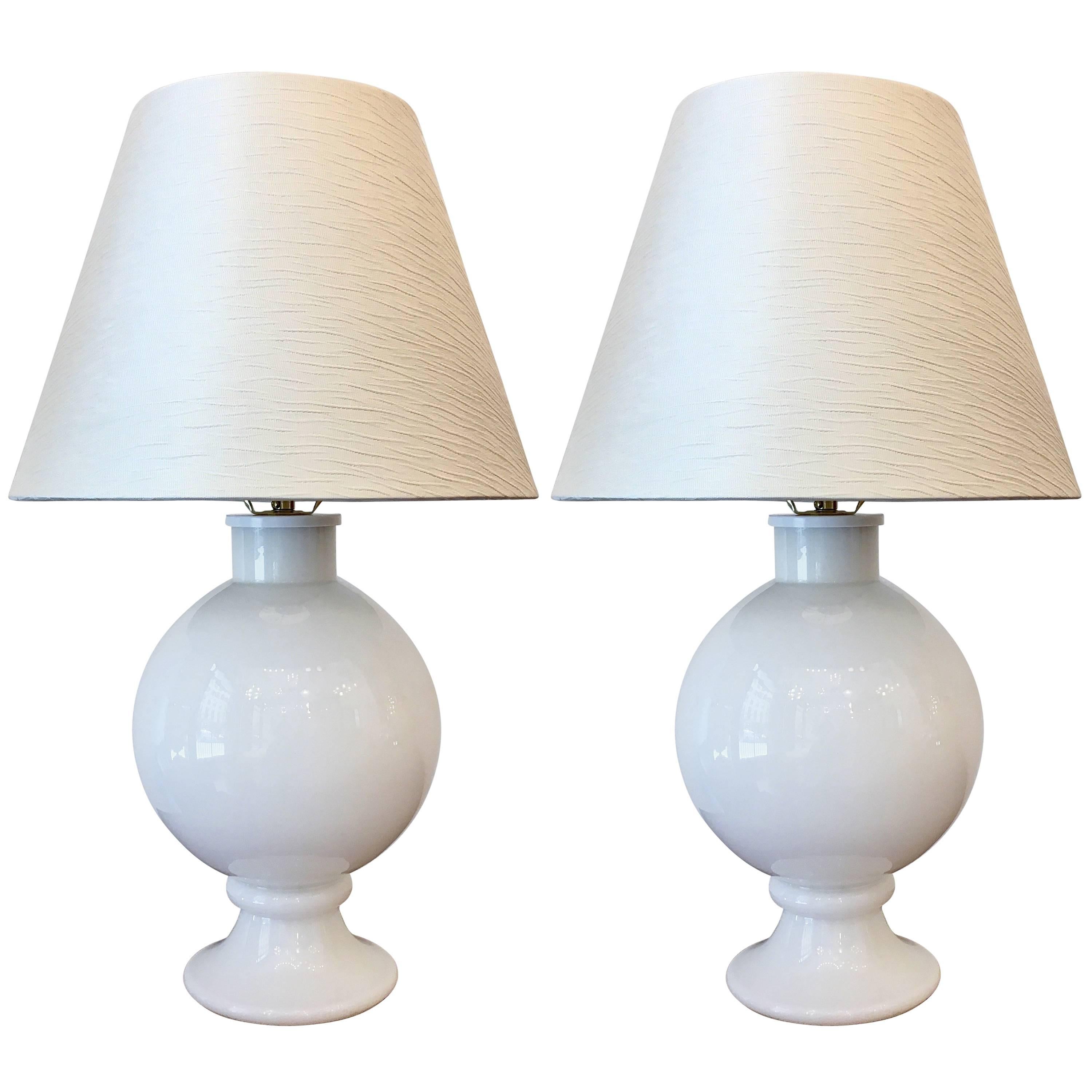 Pair of Orrefors 1970s Swedish Glass Table Lamps