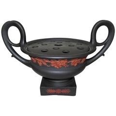 Antique Wedgwood Black Basalt and Rosso Antico Bough Pot