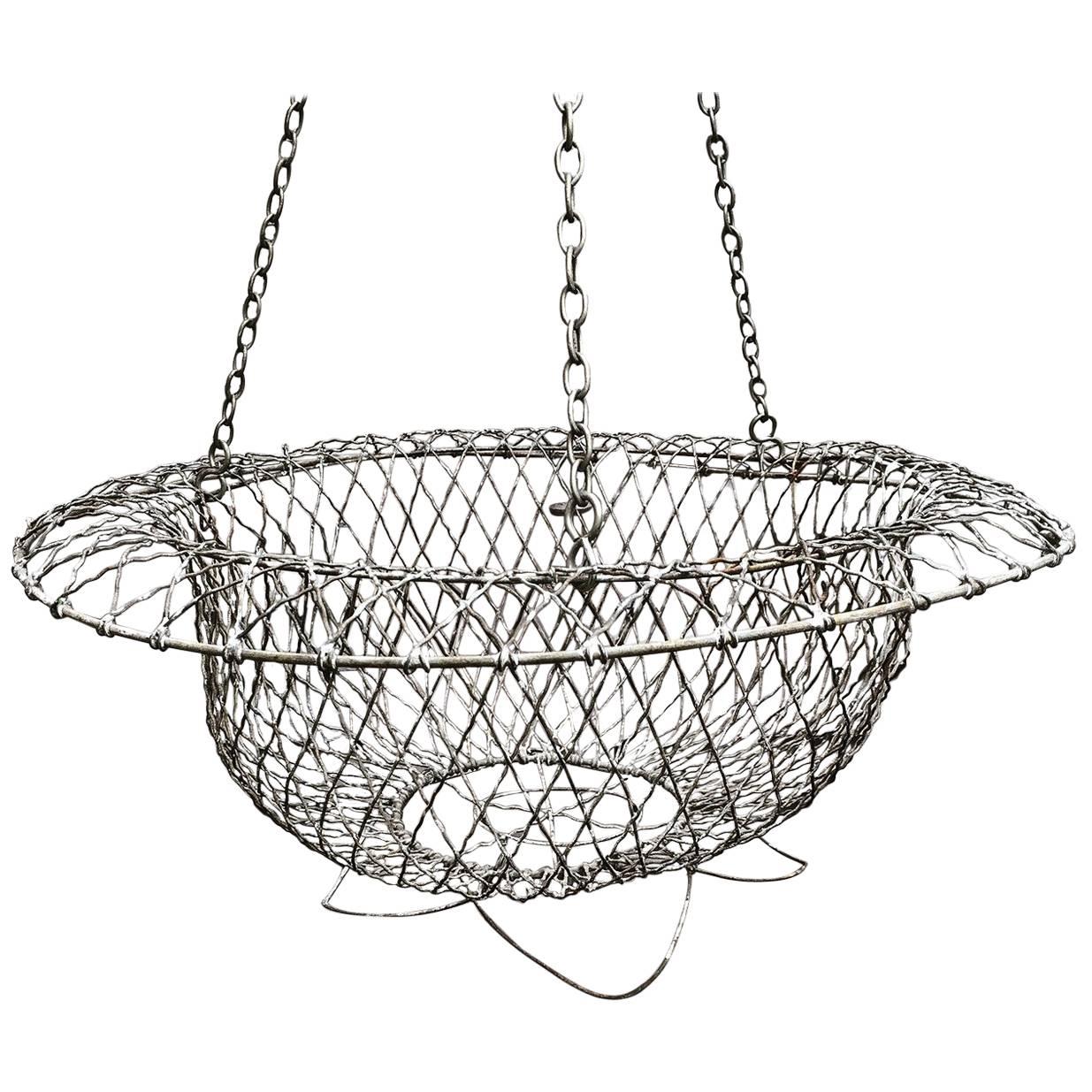 Vintage Wirework Planter Hanging Basket For Sale