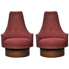 High Back Swivel Lounge Chairs by Adrian Pearsall