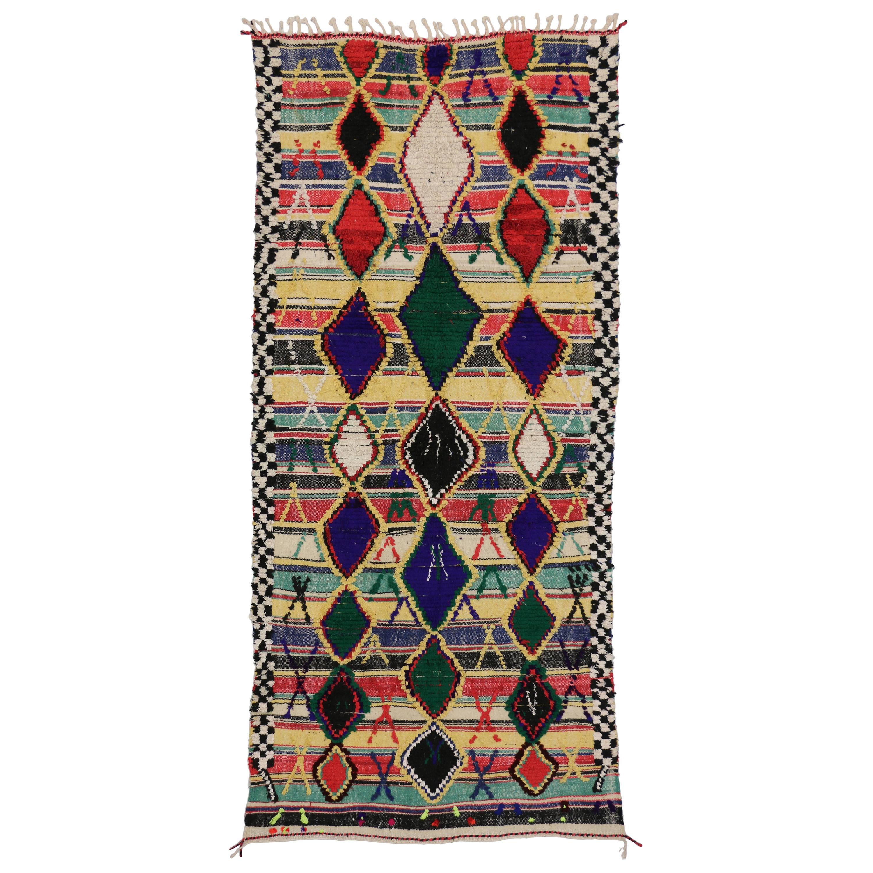 Vintage Moroccan Kilim with Modern Tribal Style, High and Low Texture Rug For Sale