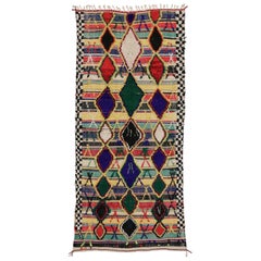Tapis Kilim marocain vintage de style tribal moderne, texture haute et basse
