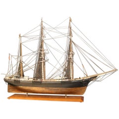 Antique 19th Century Sailing Barque by Hitchcock