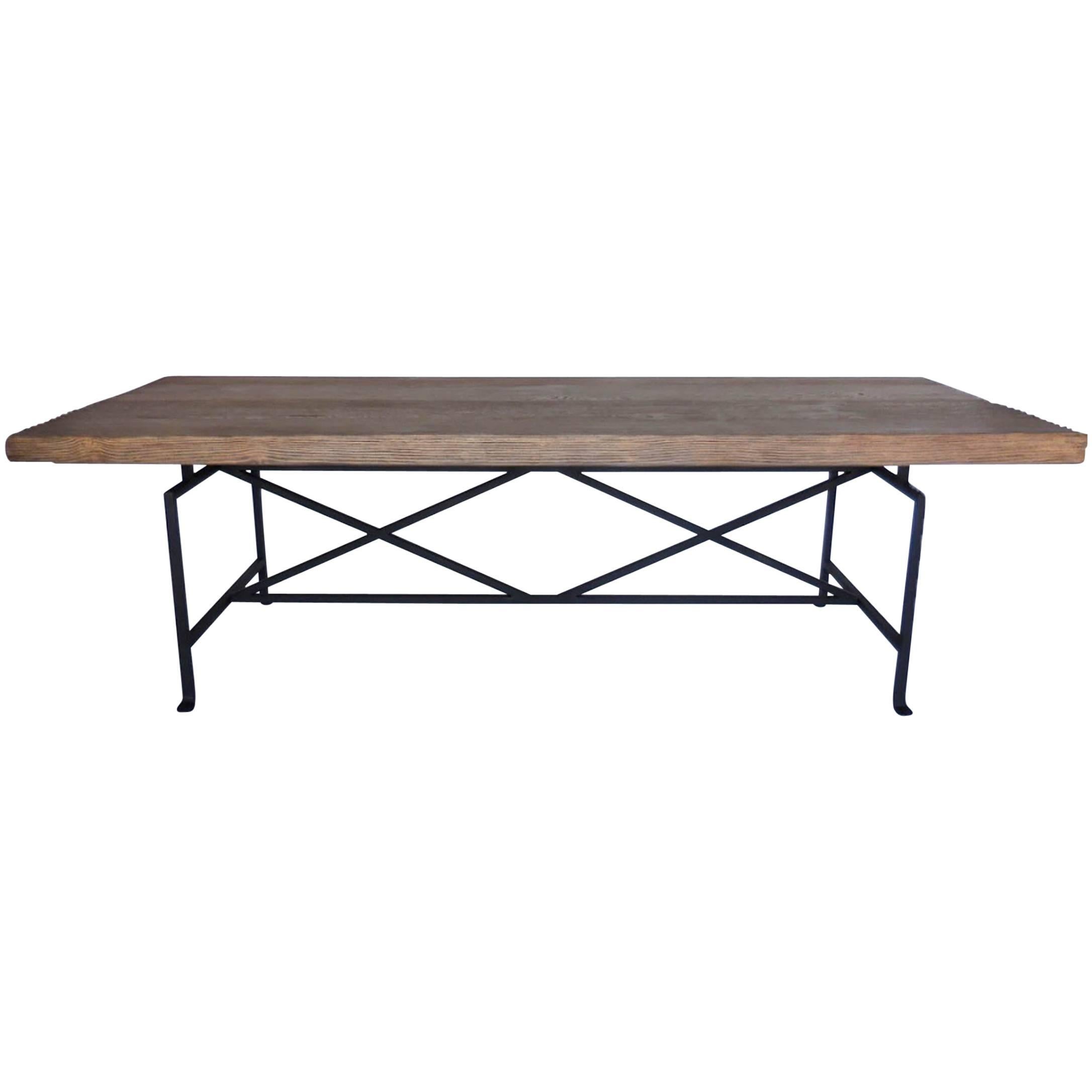 Dos Gallos Custom Reclaimed Wood Table with Iron Base