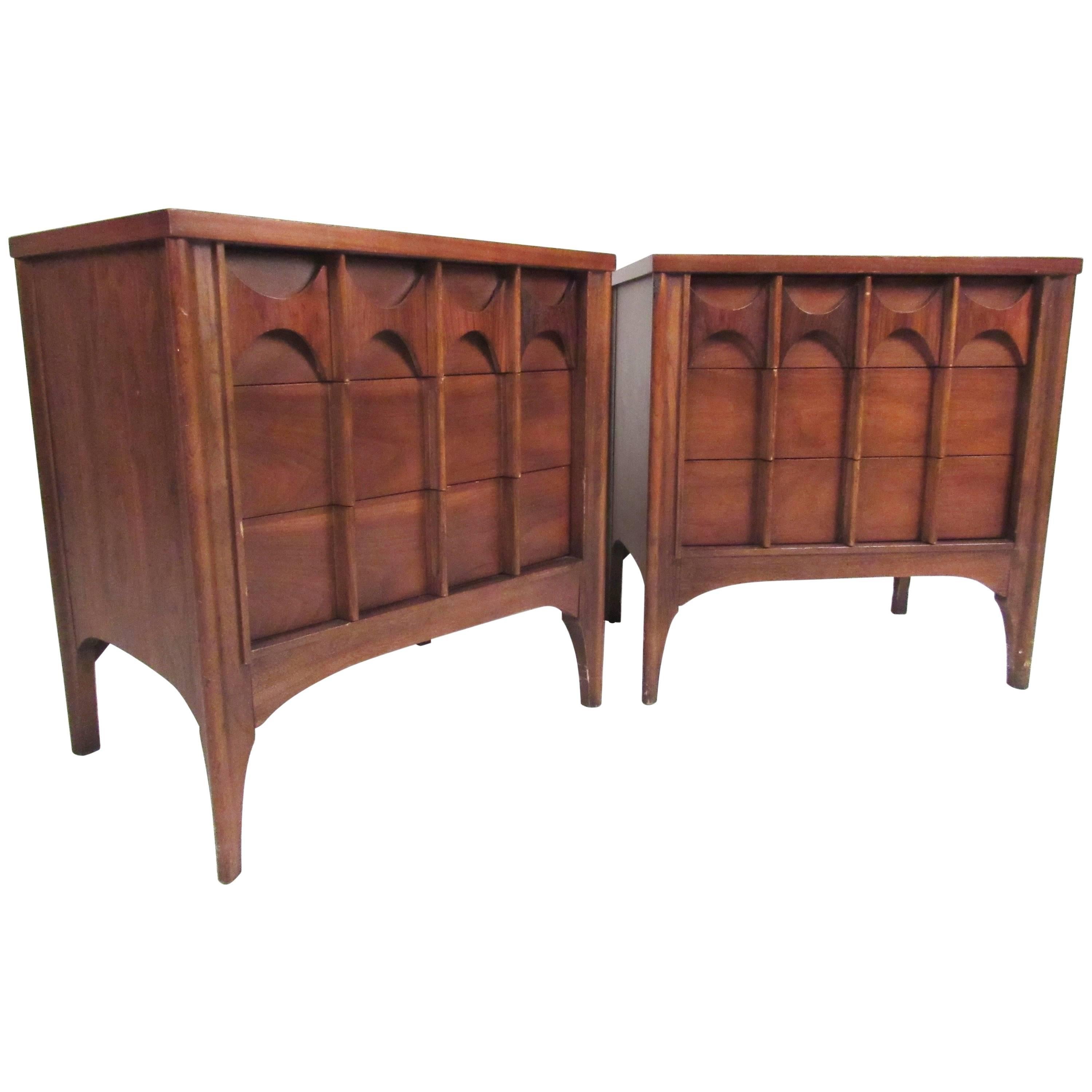 Mid-Century Walnut Broyhill Style Nightstands