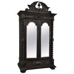 19th Century French Napoleon III Period, Renaissance Style Walnut Mirror Armoire 10