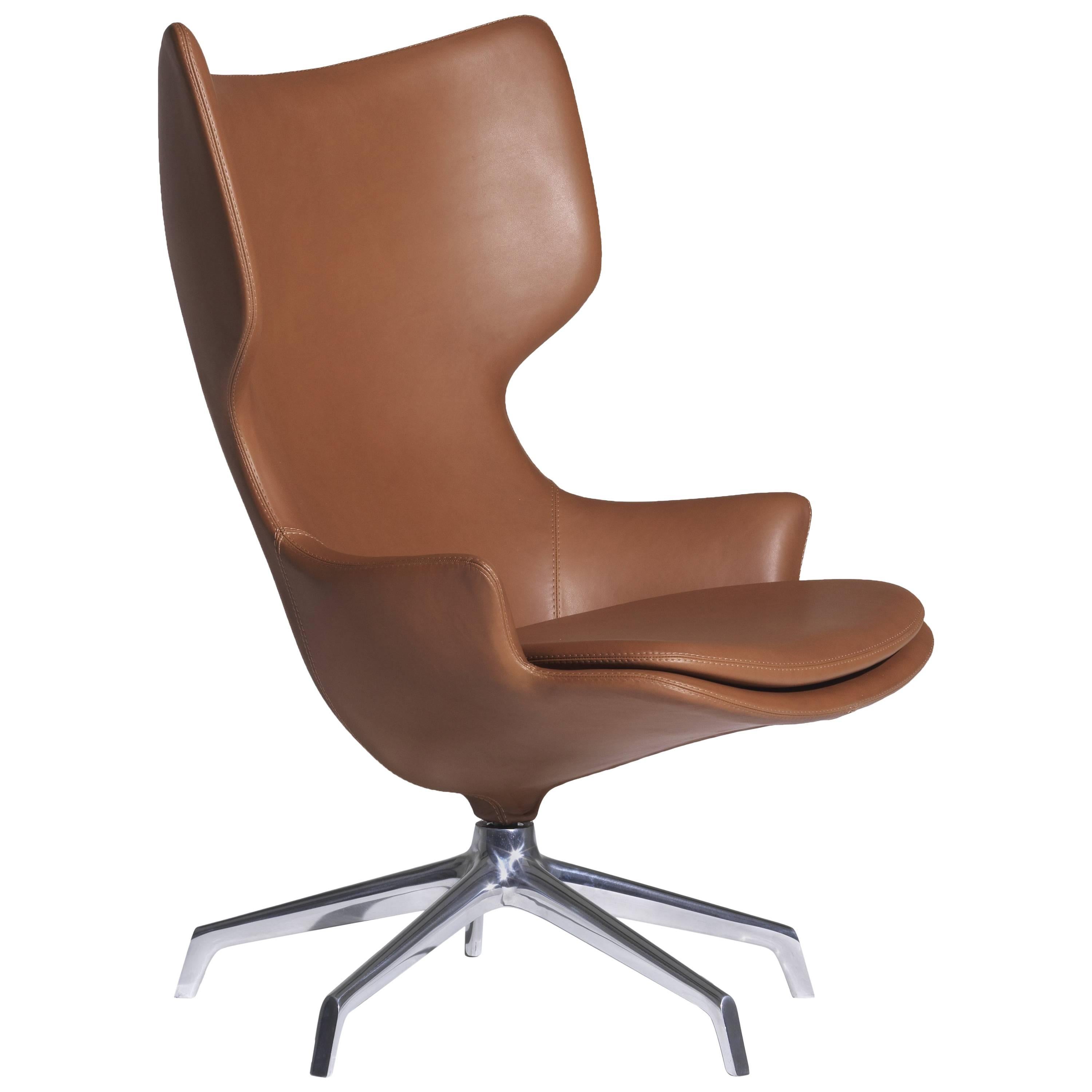 "Lou Speak" Leather or Fabric Mirror Finished Armchair by P. Starck for Driade For Sale
