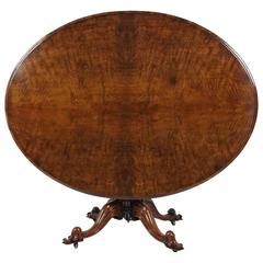 Early Victorian Figured Walnut Oval Tilt-Top Centre Table 4