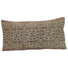 Antique Hand-Blocked Indian Floral Pattern Long Bolster Decorative Pillow