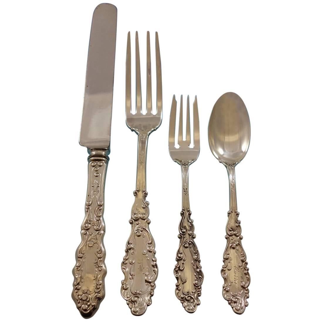 Luxembourg by Gorham Sterling Silver Flatware Set for 12 Service 62 Pcs Dinner For Sale