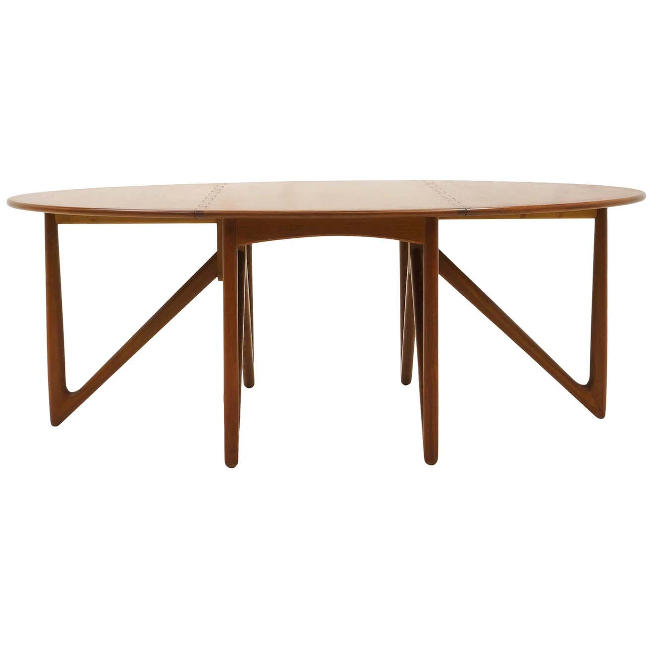 Kurt Ostervig Teak Oval/Elliptical Gateleg/Drop-Leaf Dining Table at ...