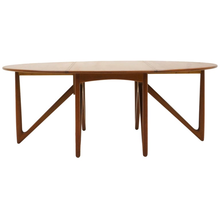 Kurt Ostervig Teak Oval/Elliptical Gateleg/Drop-Leaf Dining Table at ...