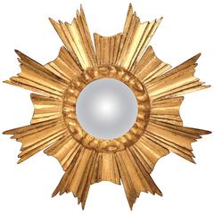Mid-20th Century French Small Sunburst Mirror with Gilt Finish