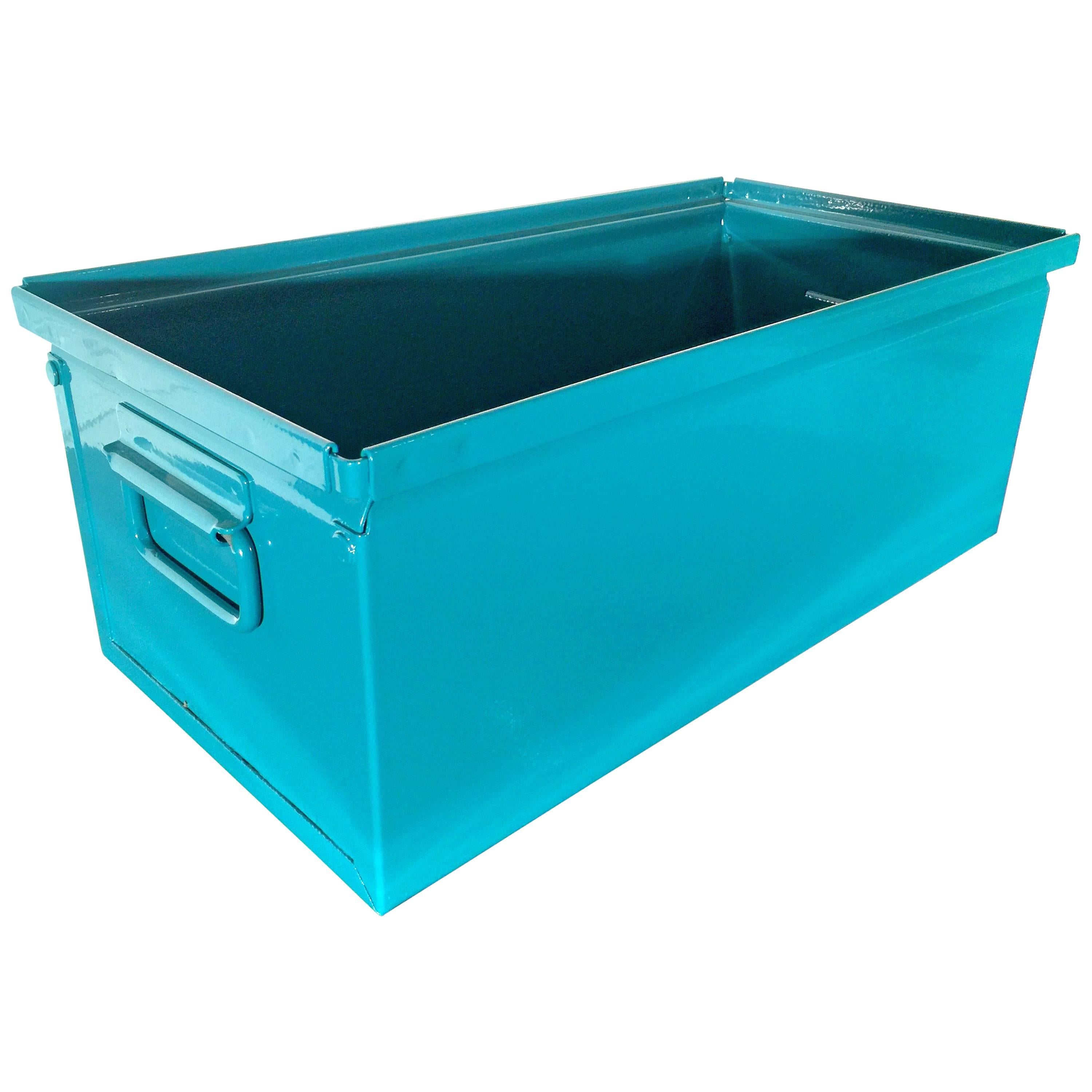1940s Industrial Storage Bin, Refinished in Teal