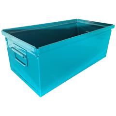 Vintage 1940s Industrial Storage Bin, Refinished in Teal