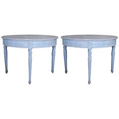 Pair of Swedish Carved Demilune Tables