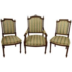 Suite Wooden One Fauteuil and Two Chairs 4