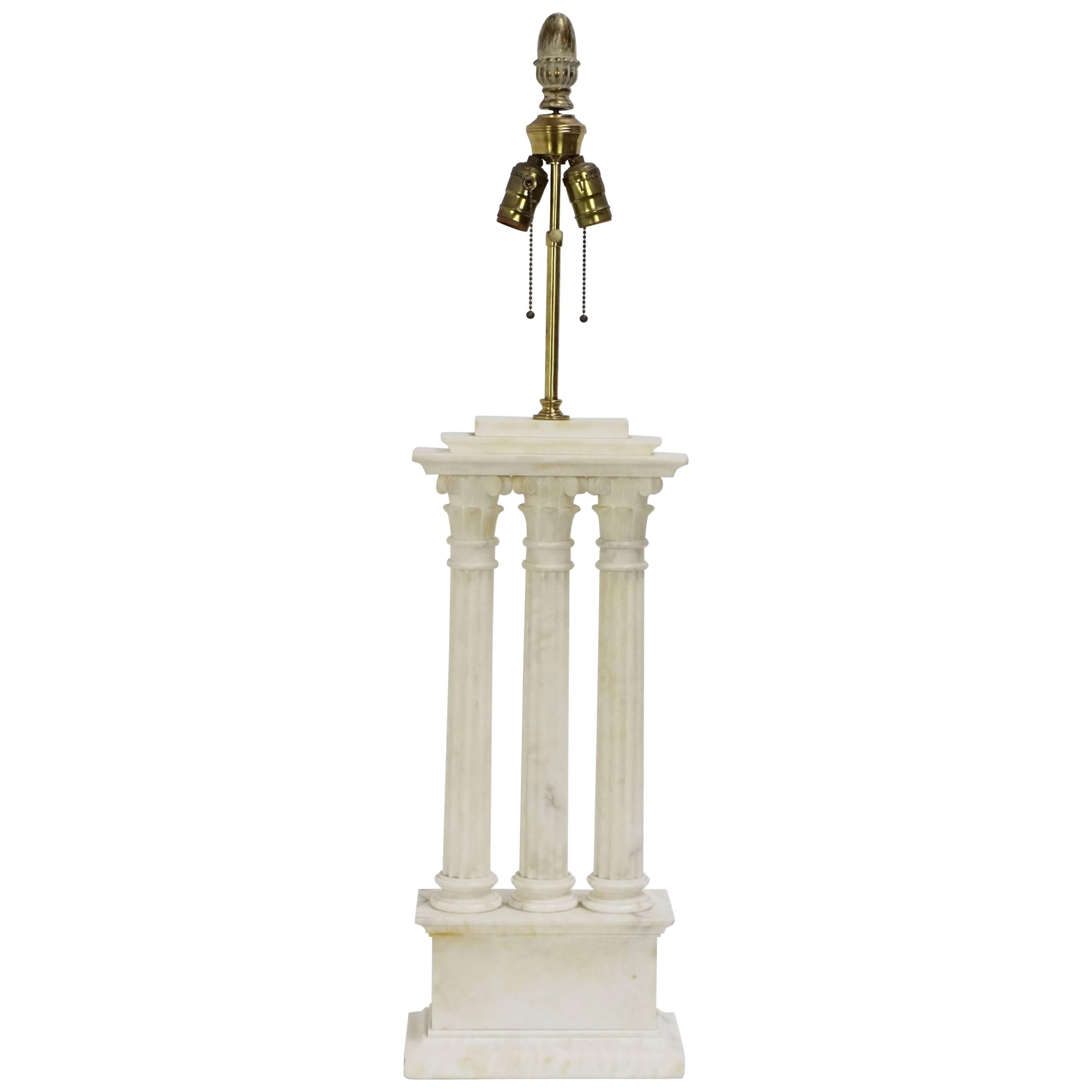 Columned Alabaster Table Lamp