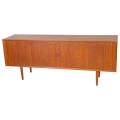 Danish Teak Credenza, Tambour Doors, Original Finish 3