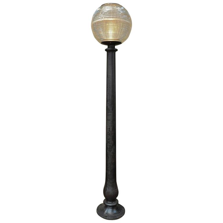 Holophane Parisian Glass Globe And Cast Iron Floor Lamp