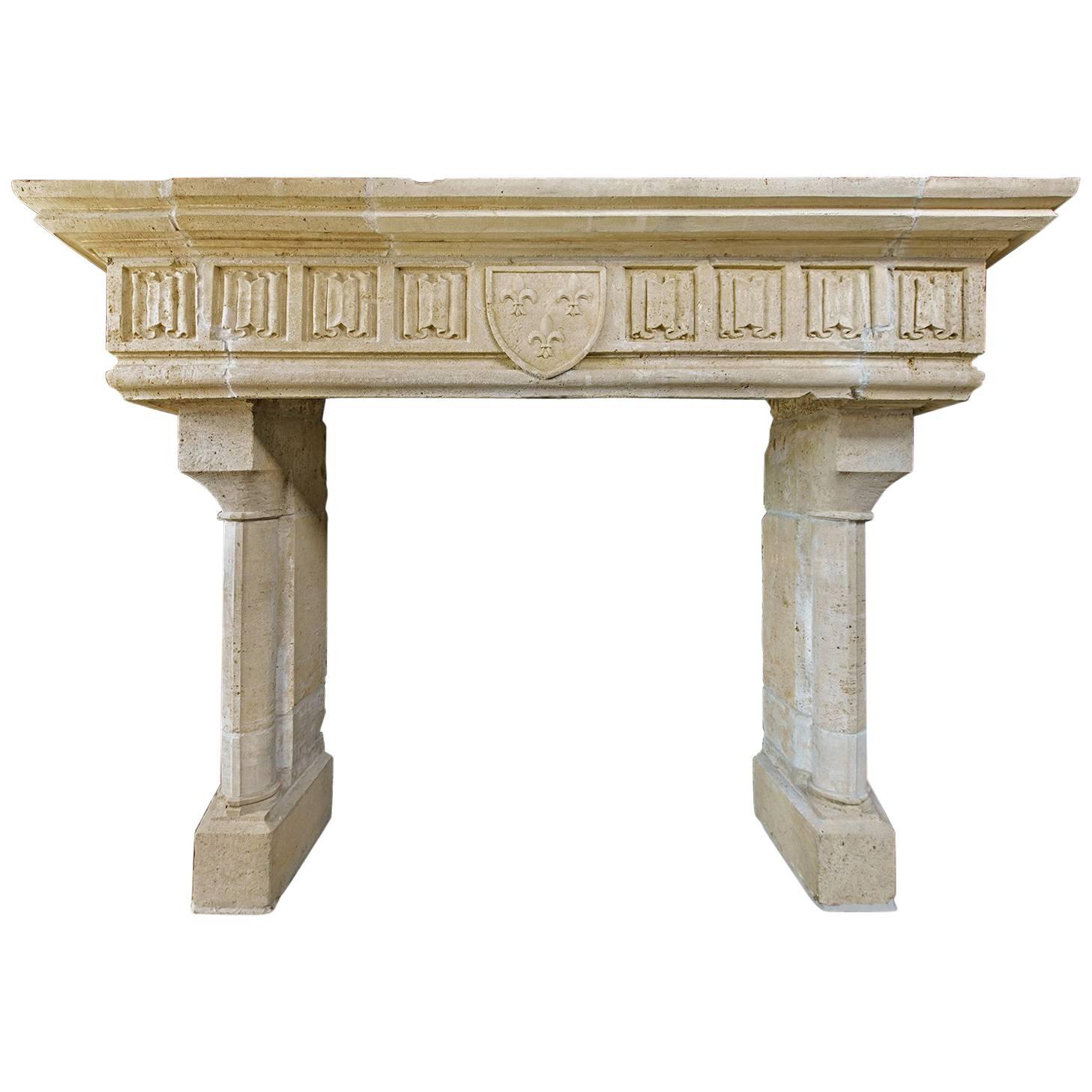 French Castle Fireplace mantel For Sale