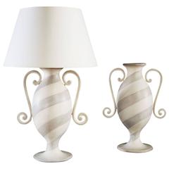 Fine Pair of White Gesso Lamps