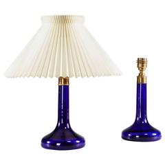 Pair of Blue Glass Lamps by Gunnar Biilmann-Petersen