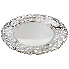 20th Century Italian Sterling Silver Pierced Dish. Handicraft made in Italy