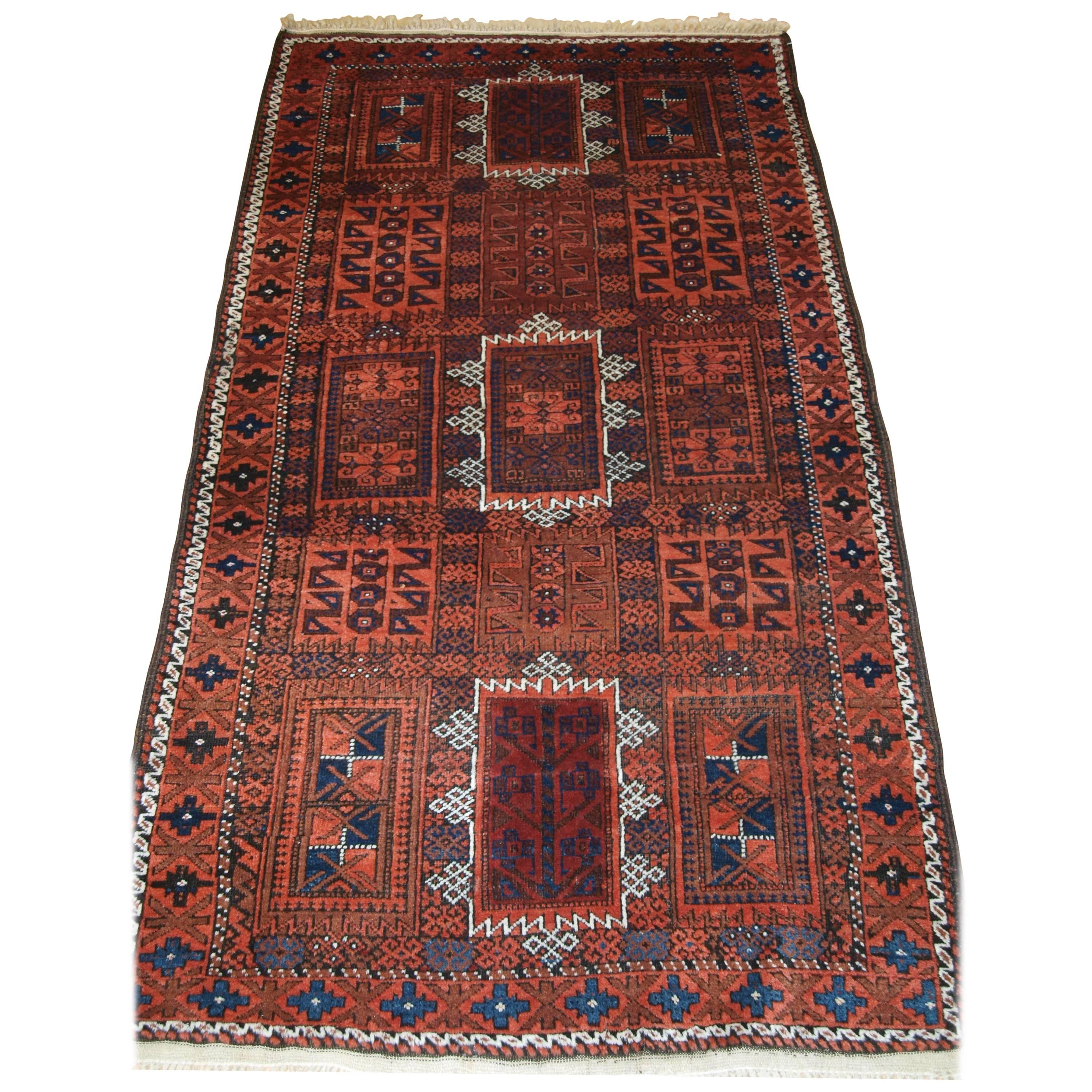 Antique Baluch Rug with Traditional Timuri or Yaquab Khani Design, circa 1900 For Sale
