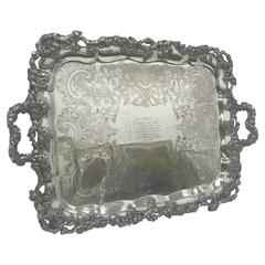 Amazing English Sheffield Plate Tray, 1851