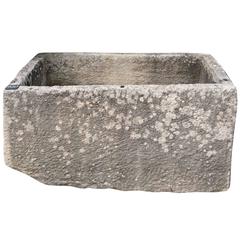 Antique Wall-Fountain with Ancient Manual Water Pump and Monolith Stone Basin