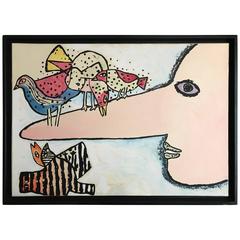 Corneille "Pinocchio" 1973 Acryl on Paper Maroufle on Canvas