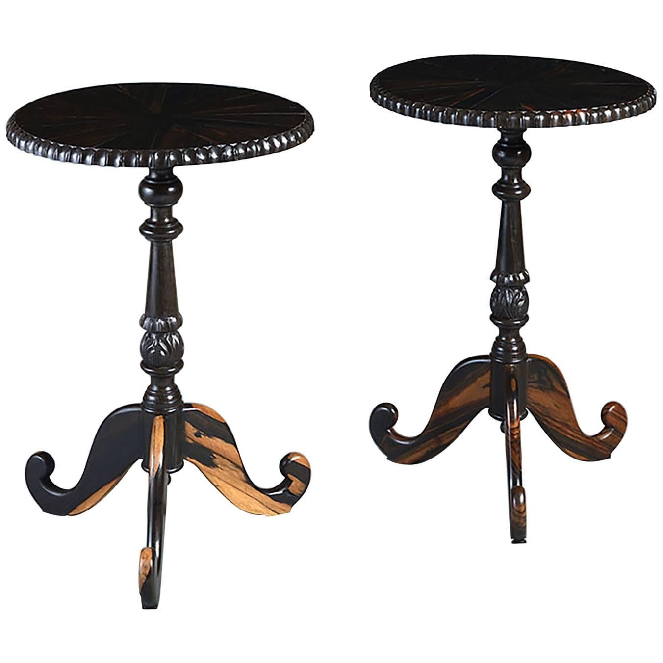 Pair of Circular Ceylonese Occasional Tables For Sale
