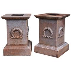 Pair of Square Vintage Cast Iron Pedestals 2