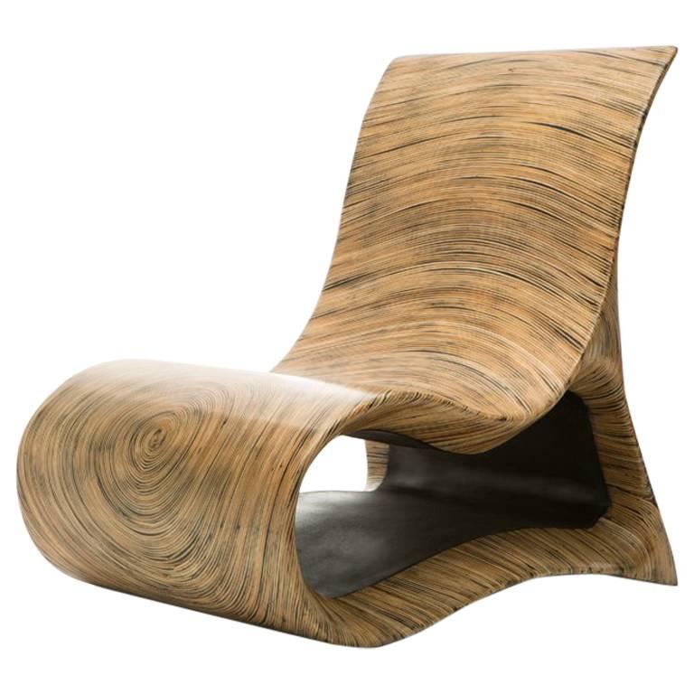Modern Wooden Altoum Chair in Semi-Dark Finish Inspired by Op Art 2014 For Sale