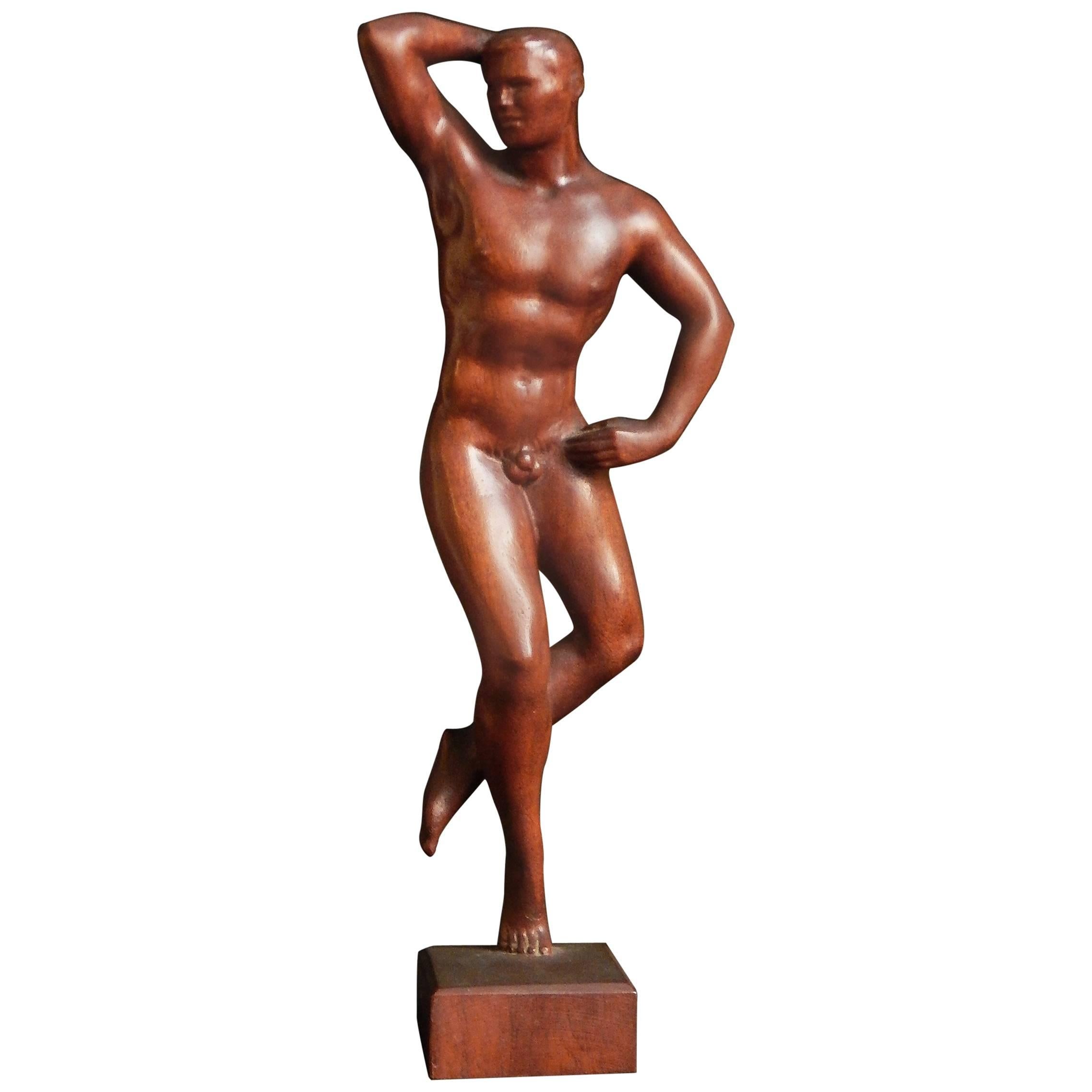 "Modelo de artista", rara e importante escultura de desnudo masculino de la época de la WPA en venta