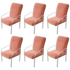 Set of Six Lion in Frost Lucite Armchairs Set of Six Lion in Frost Lucite Armchairs