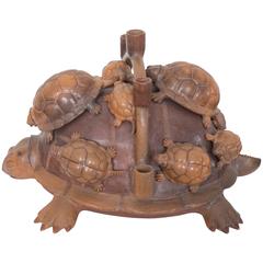 Heron Martinez Medoza Workshop Ceramic Turtle Candelabra