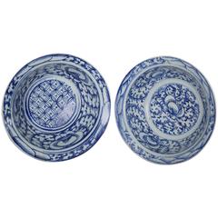 Antique Pair of Chinese Blue and White Bowls