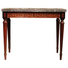 Antique Directoire Satinwood and Ebony Inlaid Console Table, circa 1800