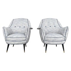 20th Century Light-Blue Italian Pair of Vintage Lounge Chairs by Ico Parisi