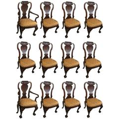 Set of 12 Solid Mahogany Georgian Style Dining Chairs