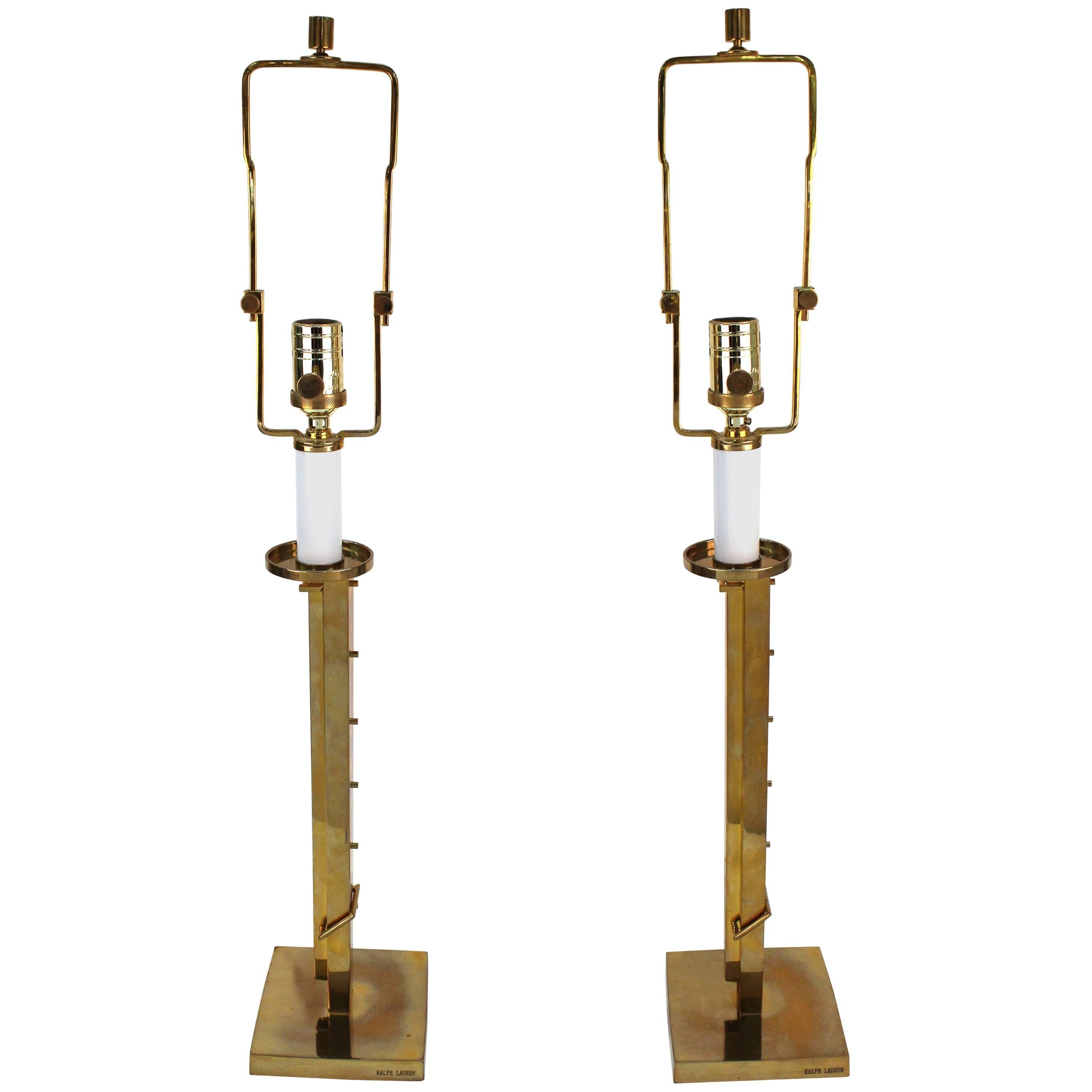 Pair of Ralph Lauren Polished Brass Table Lamps