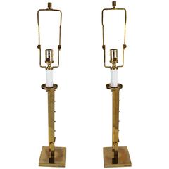 Vintage Pair of Ralph Lauren Polished Brass Table Lamps