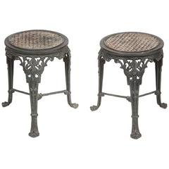 Pair of 19th Century Cast Iron Garden Stools by J & C G Bolinder of Stockholm
