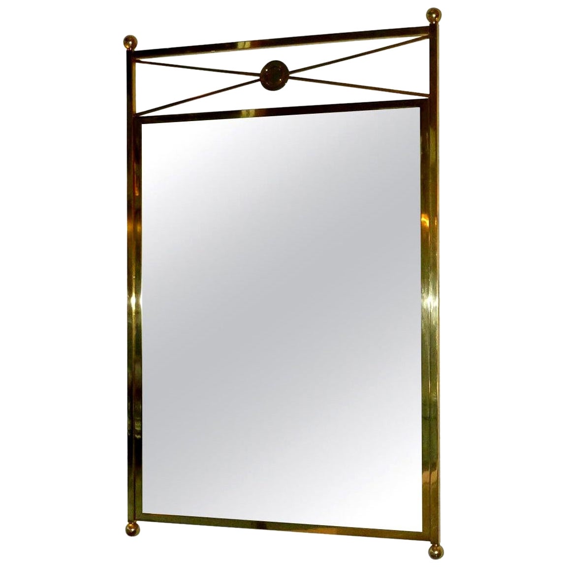MidCentury French Brass Trim Mirror at 1stDibs